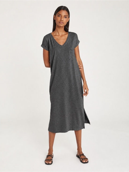 Cuyana Dresses & Skirts - Cuyana Pima Cotton V-Neck Short Sleeve T-Shirt Minimalist Casual Midi Dress SM